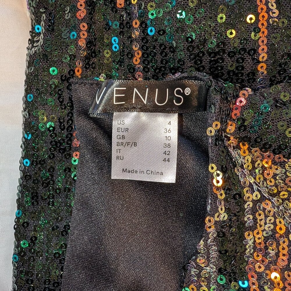 Venus Low Plunge Sequin Mini Dress - Size 4 - Picture 6 of 13